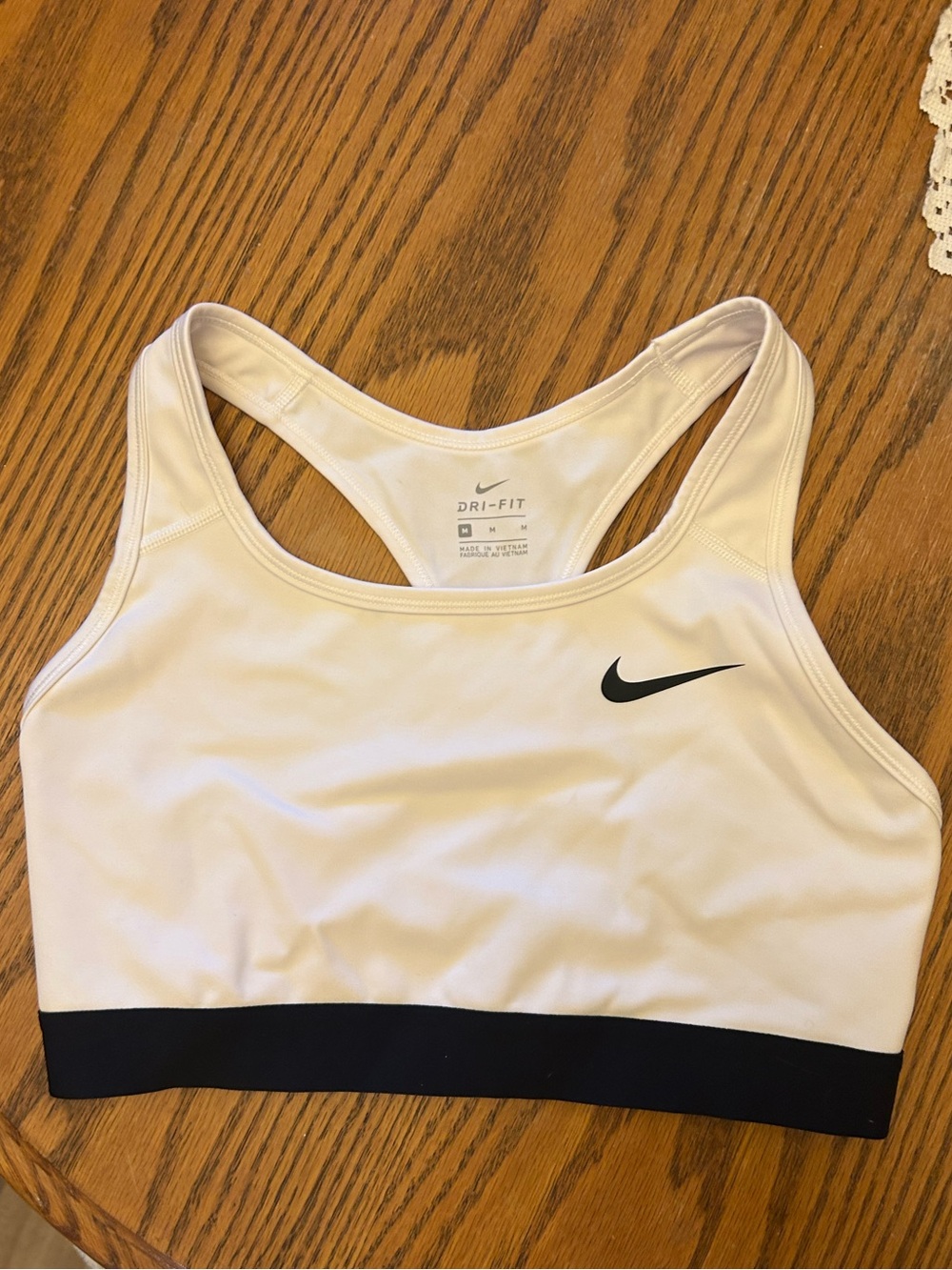 Nike White Sports Bra with Black Underband